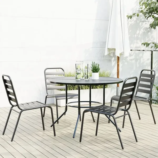 Ensemble de chaises de jardin empilables 5 pcs anthracite