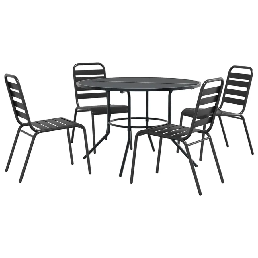 Ensemble de chaises de jardin empilables 5 pcs anthracite - 2