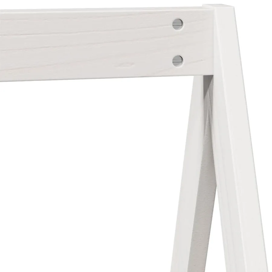 Lit haut sans matelas blanc 90x200 cm bois de pin massif - 10