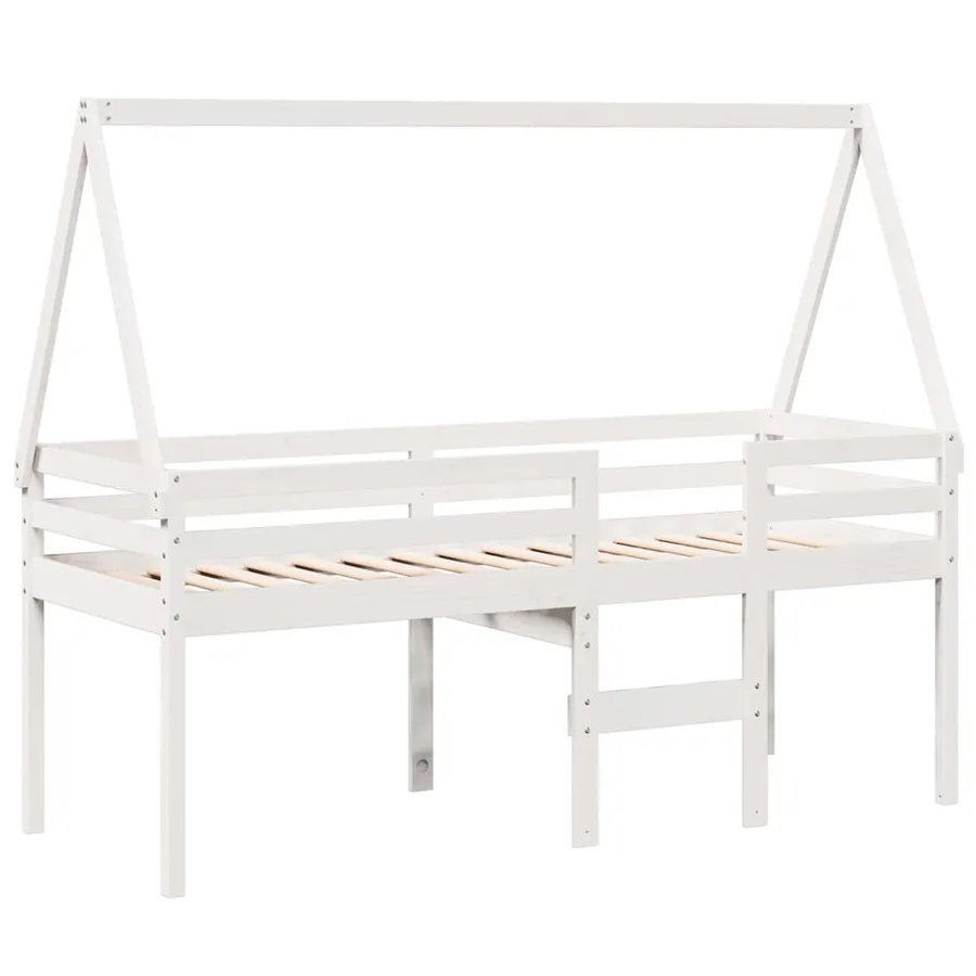 Lit haut sans matelas blanc 90x200 cm bois de pin massif - 3