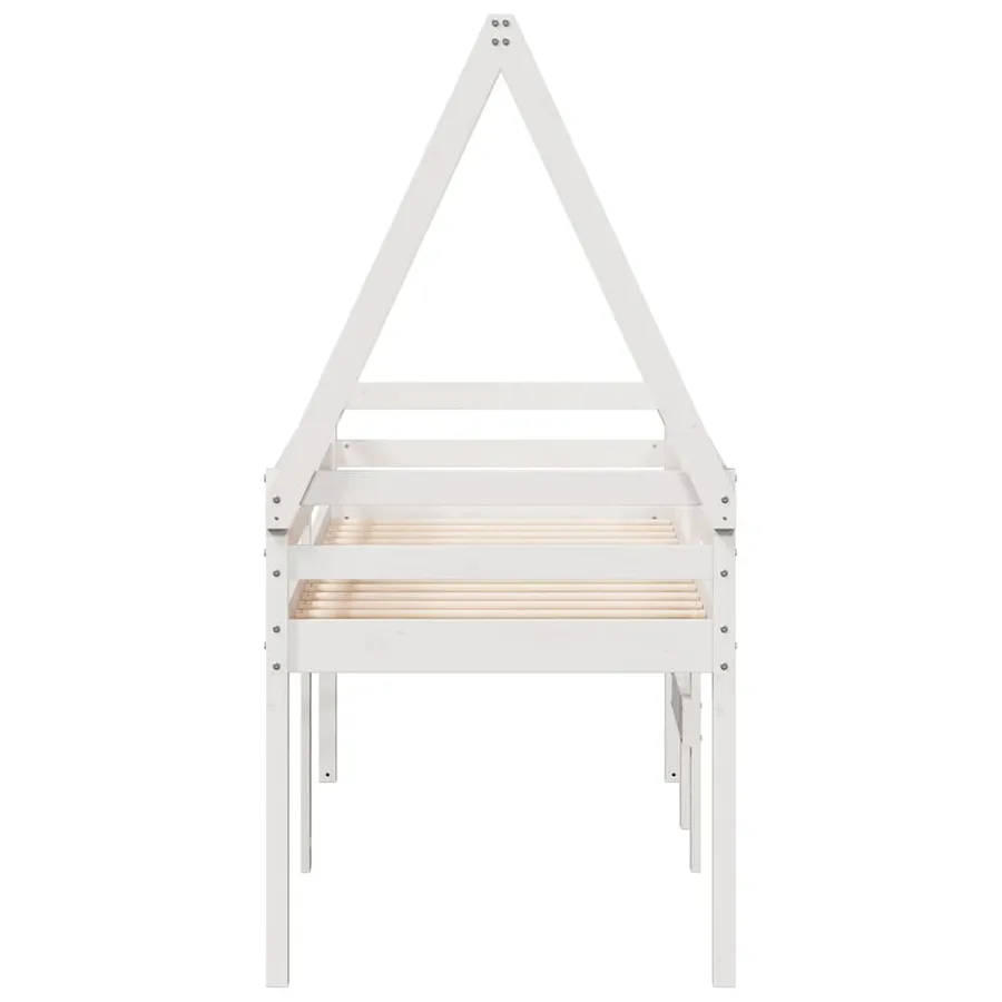Lit haut sans matelas blanc 90x200 cm bois de pin massif - 5