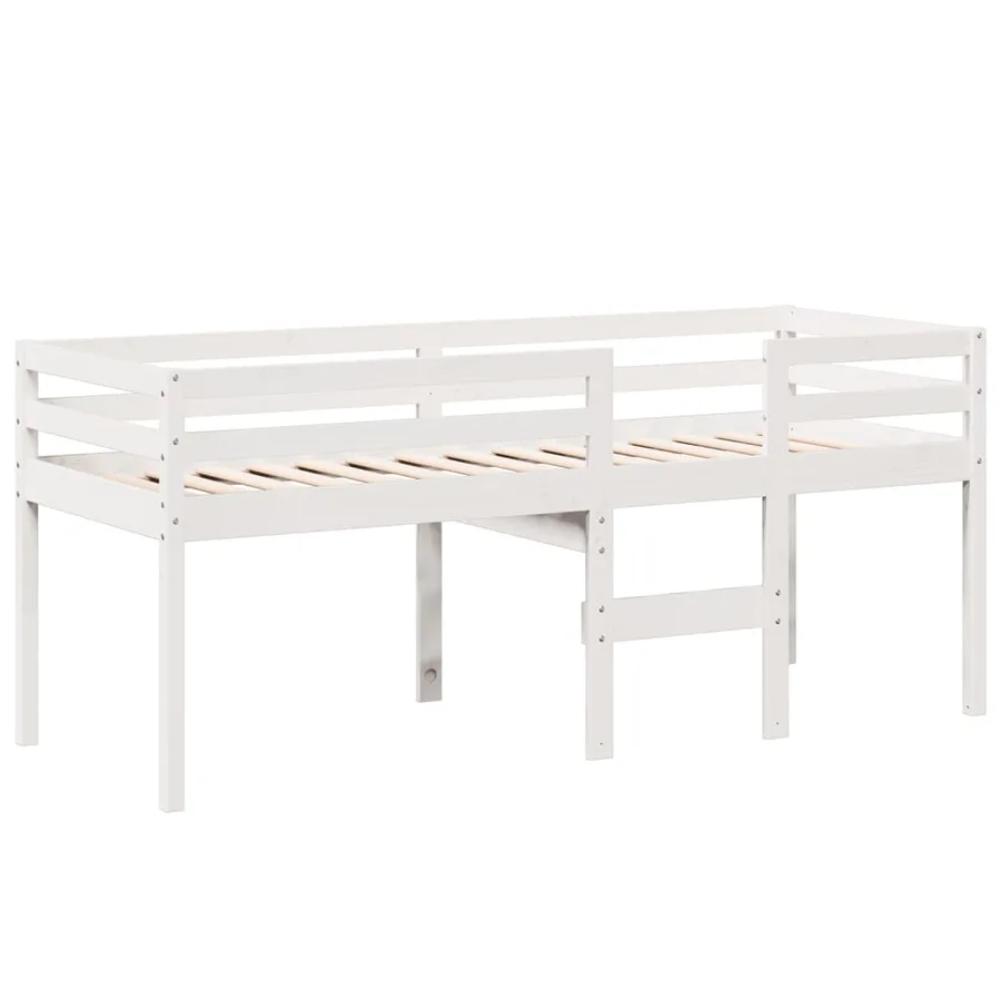Lit haut sans matelas blanc 90x200 cm bois de pin massif - 7