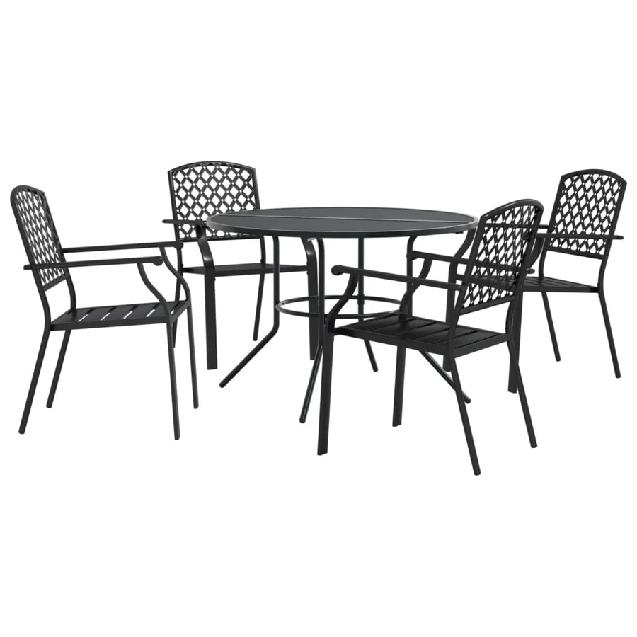 Ensemble de chaises de jardin empilables 5 pcs anthracite - 2