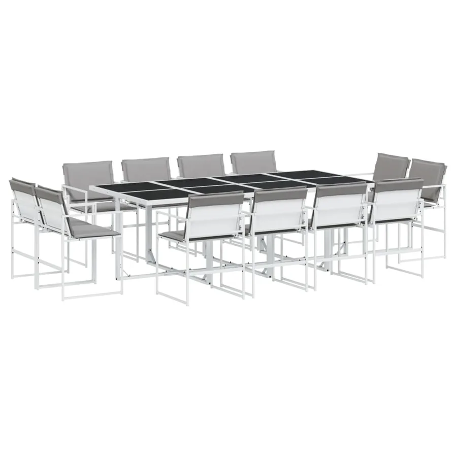 Ensemble à manger de jardin avec coussins 13pcs blanc textilène - 2