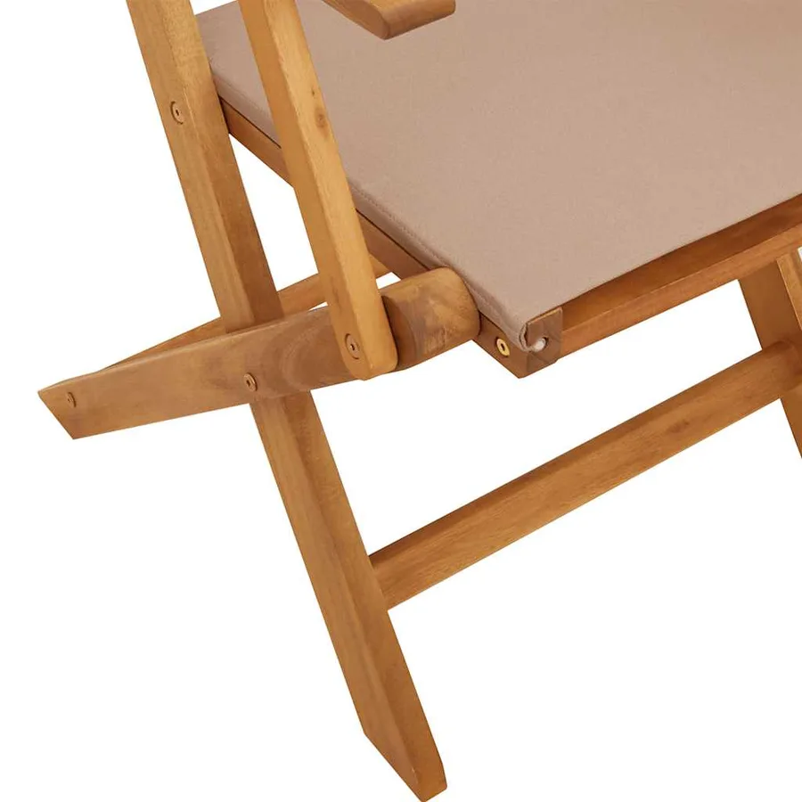 Ensemble de bistro 3 pcs taupe tissu et bois massif - 9