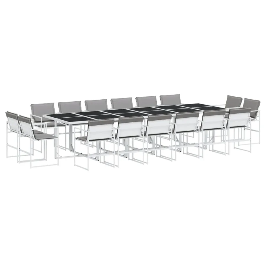 Ensemble à manger de jardin avec coussins 17pcs blanc textilène - 2