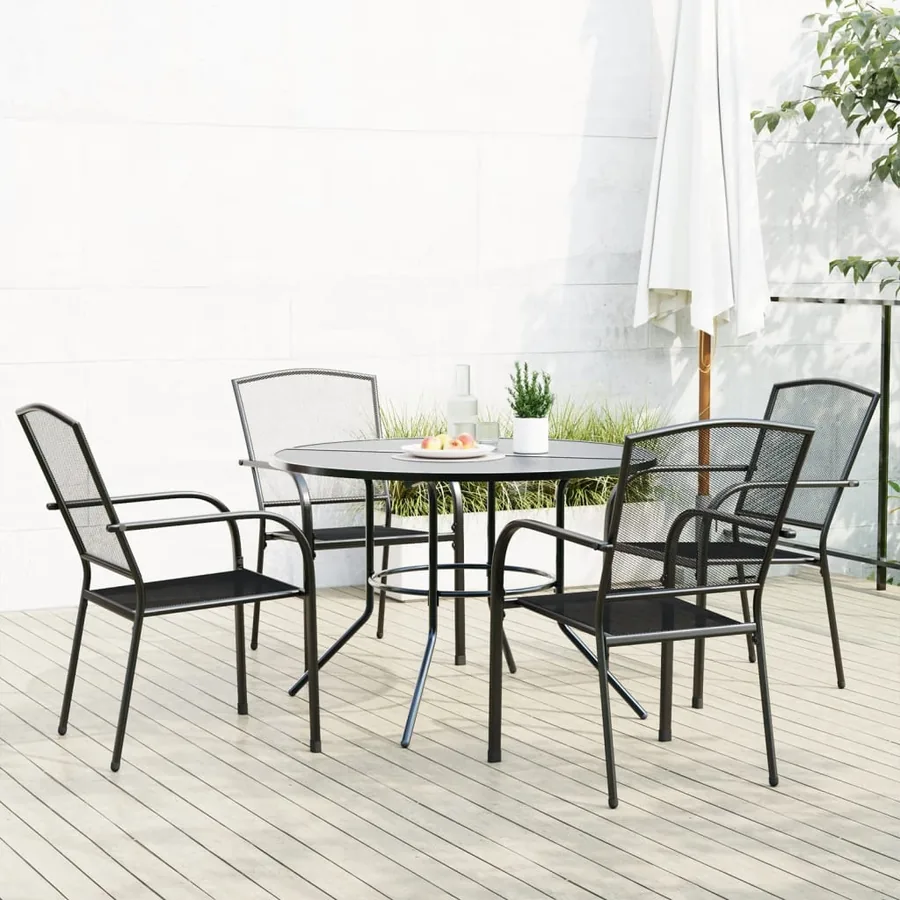 Ensemble de chaises de jardin empilables 5 pcs anthracite