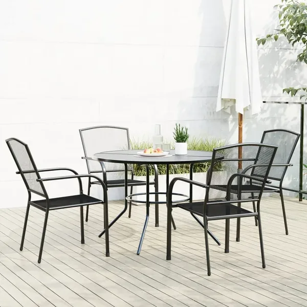 Ensemble de chaises de jardin empilables 5 pcs anthracite