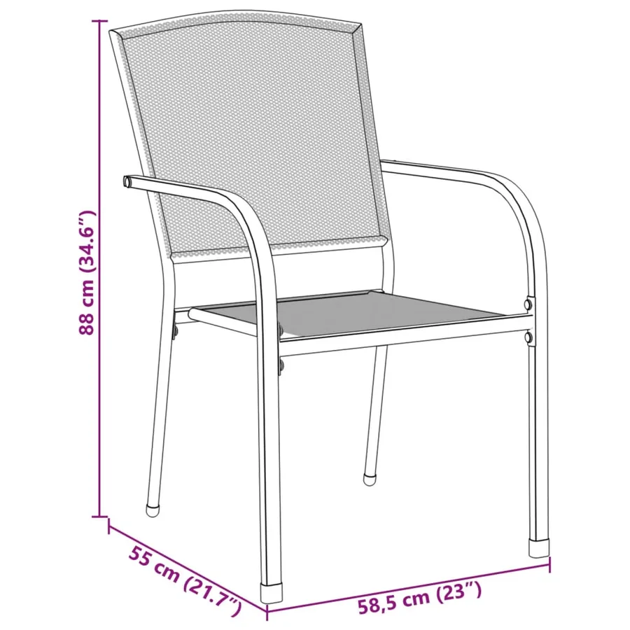 Ensemble de chaises de jardin empilables 5 pcs anthracite - 11