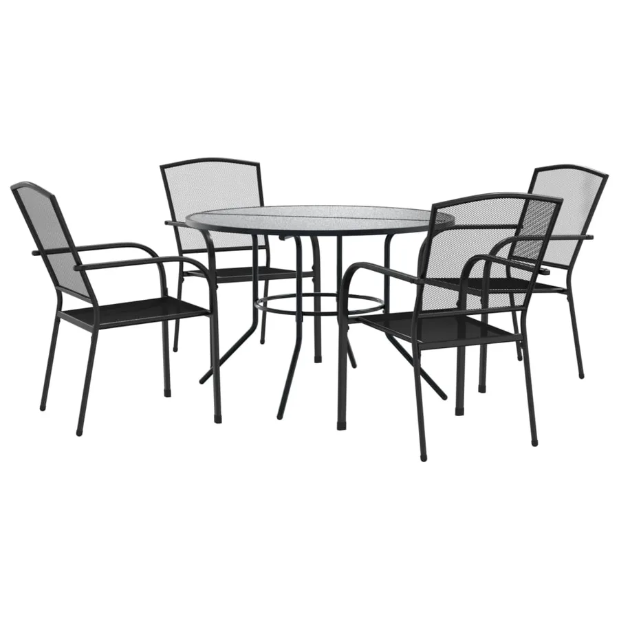 Ensemble de chaises de jardin empilables 5 pcs anthracite - 2