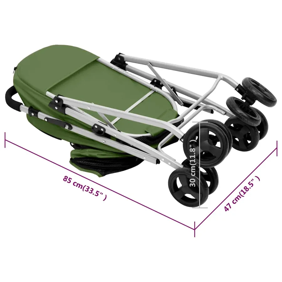 Poussette pour chien pliante à 2 niveaux Vert 83x48x97 cm - 15