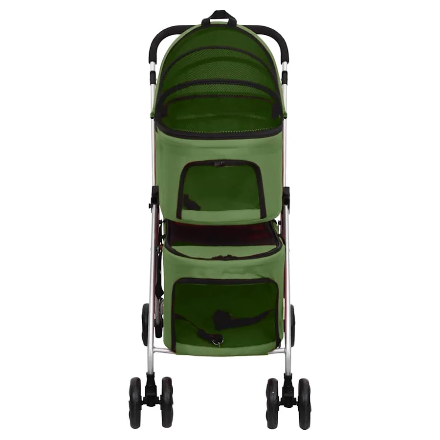 Poussette pour chien pliante à 2 niveaux Vert 83x48x97 cm - 3