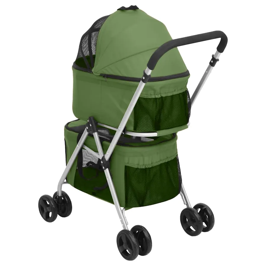 Poussette pour chien pliante à 2 niveaux Vert 83x48x97 cm - 5
