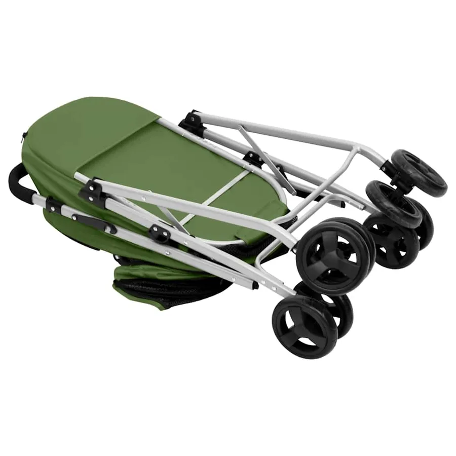 Poussette pour chien pliante à 2 niveaux Vert 83x48x97 cm - 7