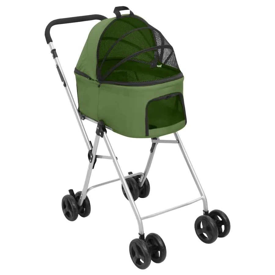 Poussette pour chien pliante à 2 niveaux Vert 83x48x97 cm - 8