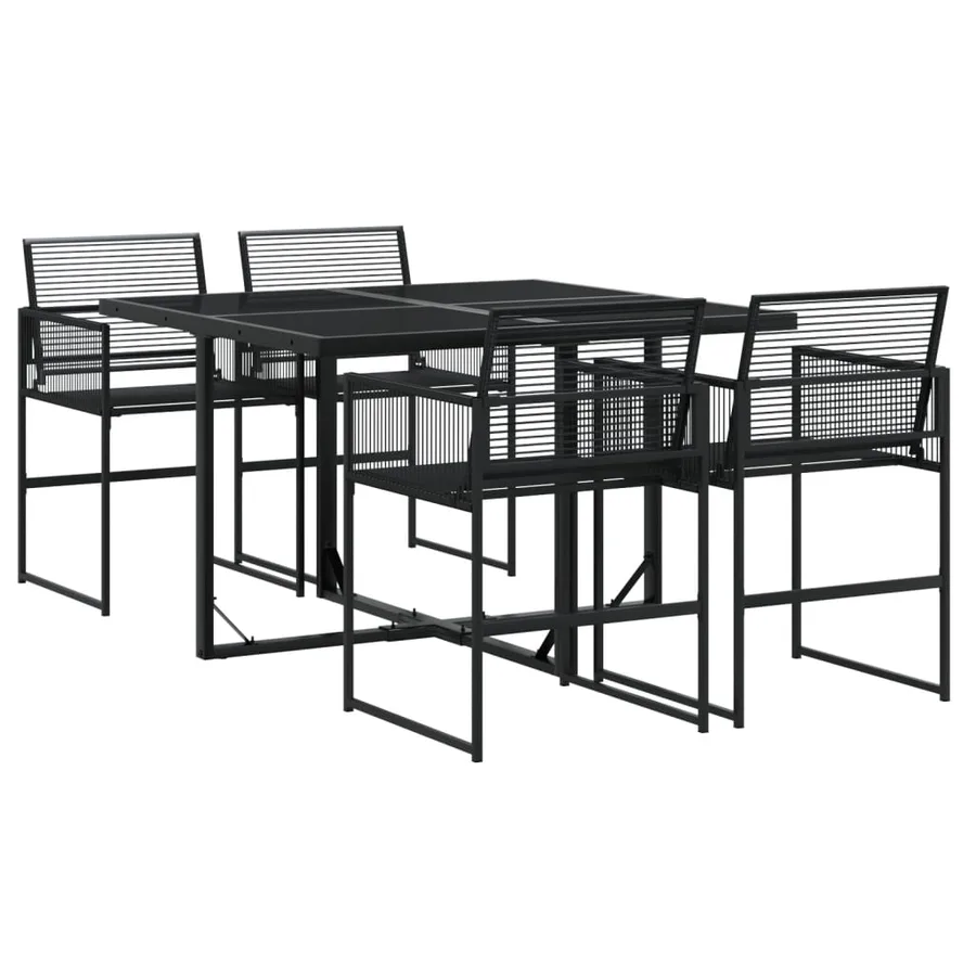 Ensemble à manger de jardin 5 pcs Noir Résine tressée - 2