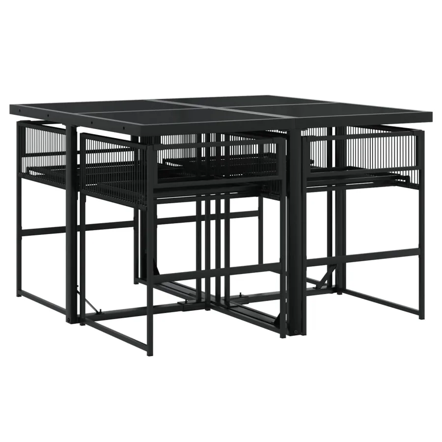 Ensemble à manger de jardin 5 pcs Noir Résine tressée - 3