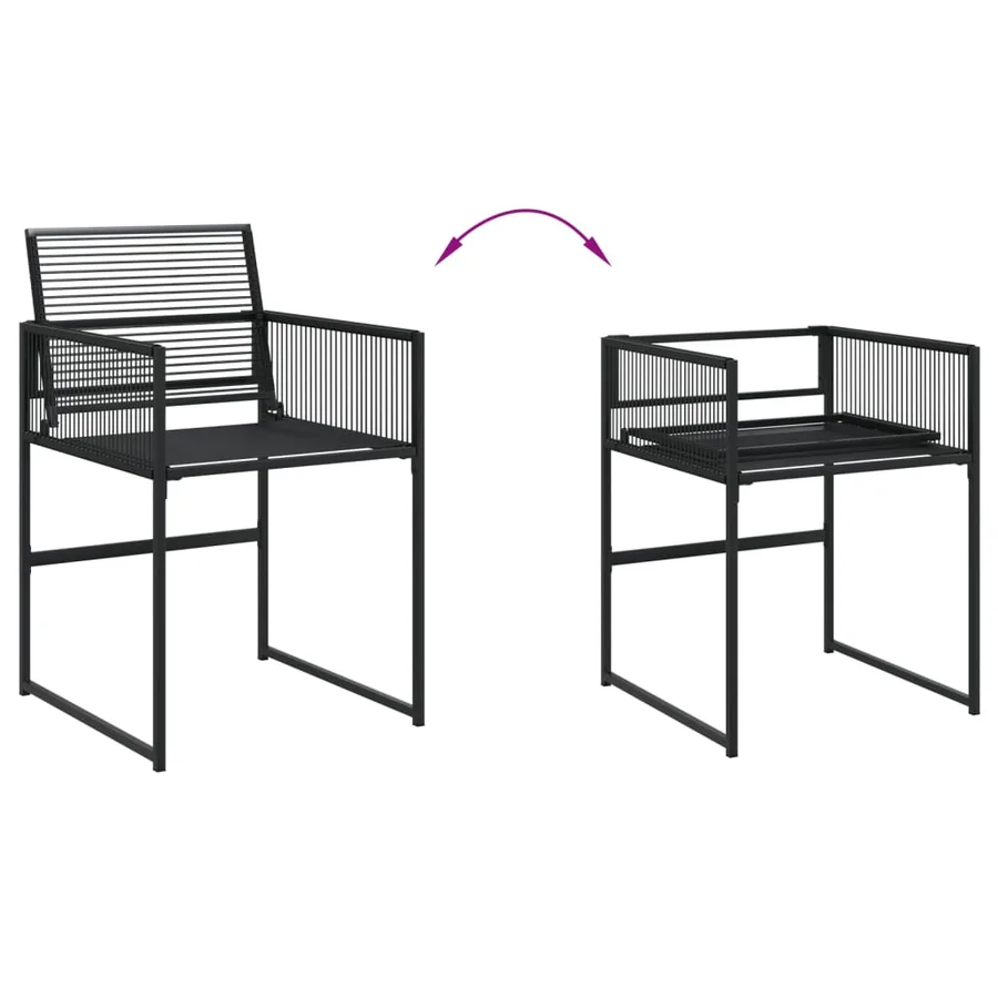 Ensemble à manger de jardin 5 pcs Noir Résine tressée - 4