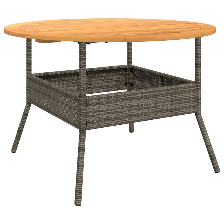 Table de jardin et dessus en bois d'acacia gris résine tressée - 7