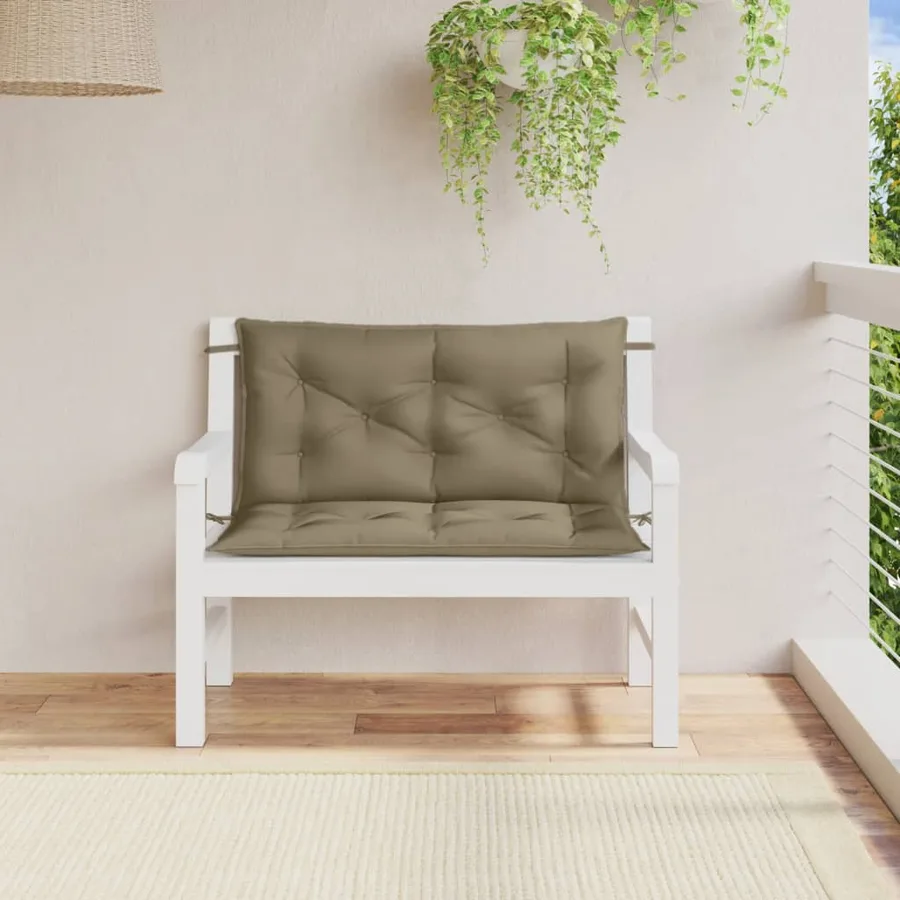 Coussins de banc de jardin lot de 2 taupe mélangé tissu - 3