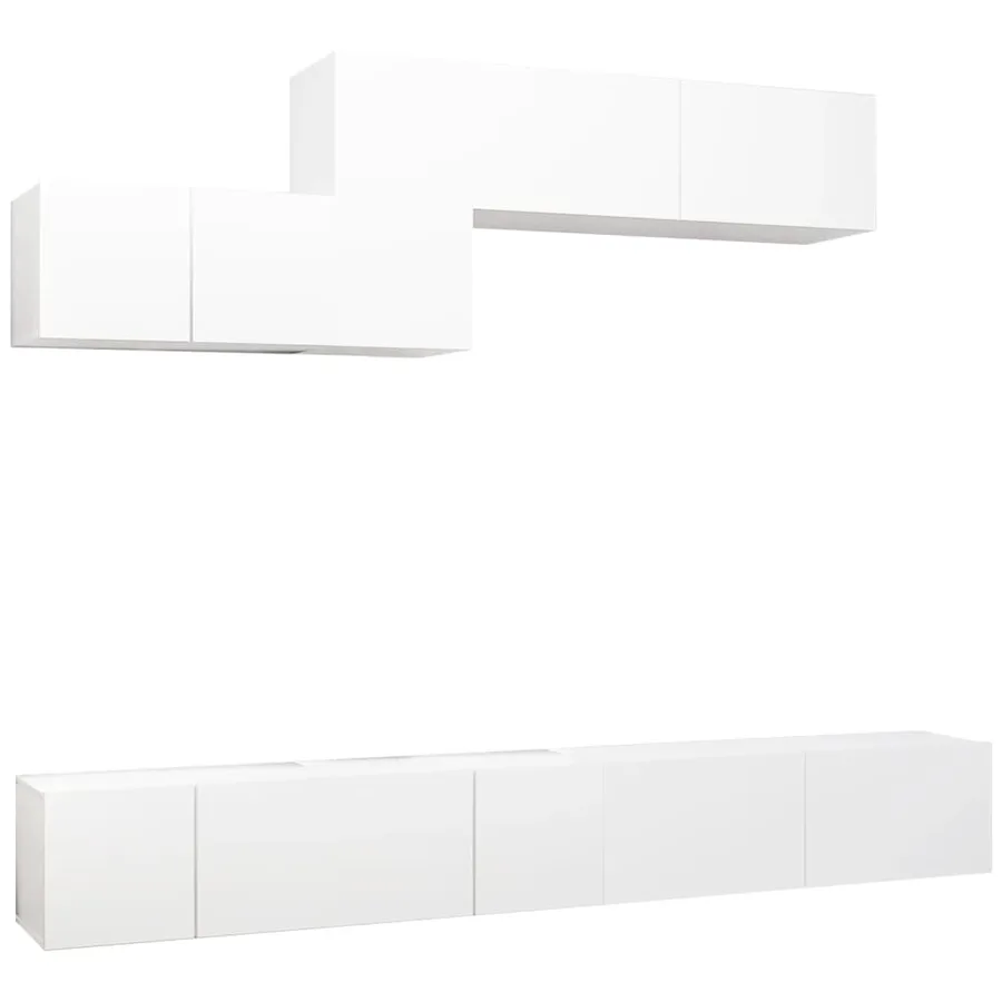 Ensemble de meuble TV 6 pcs Blanc Bois d'ingénierie - 2