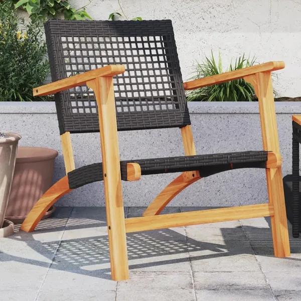 Chaises de jardin lot de 2 noir résine tressée et bois d’acacia