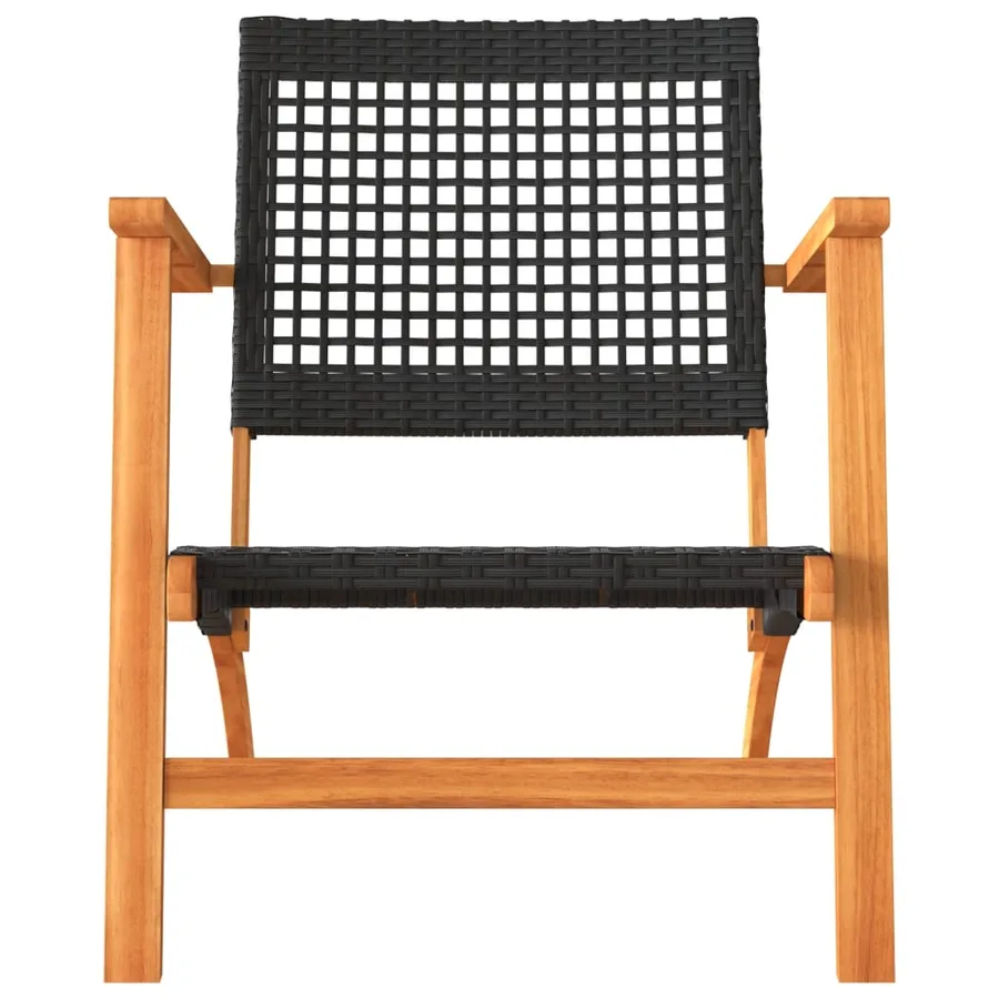 Chaises de jardin lot de 2 noir résine tressée et bois d’acacia - 5