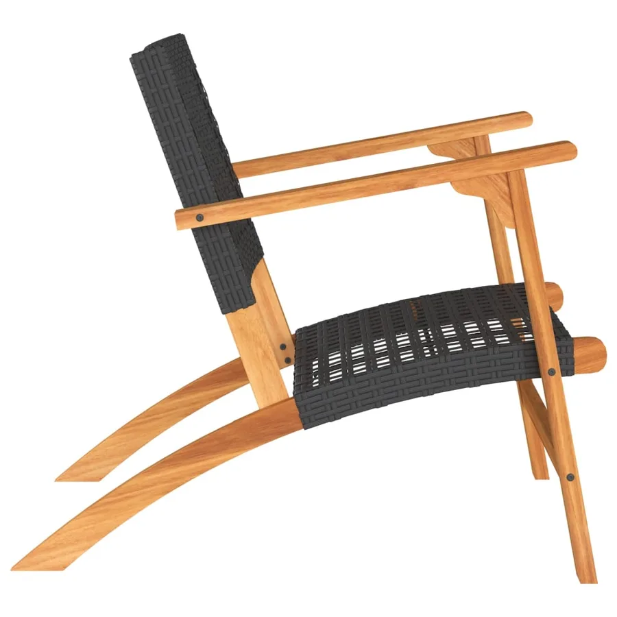 Chaises de jardin lot de 2 noir résine tressée et bois d’acacia - 6