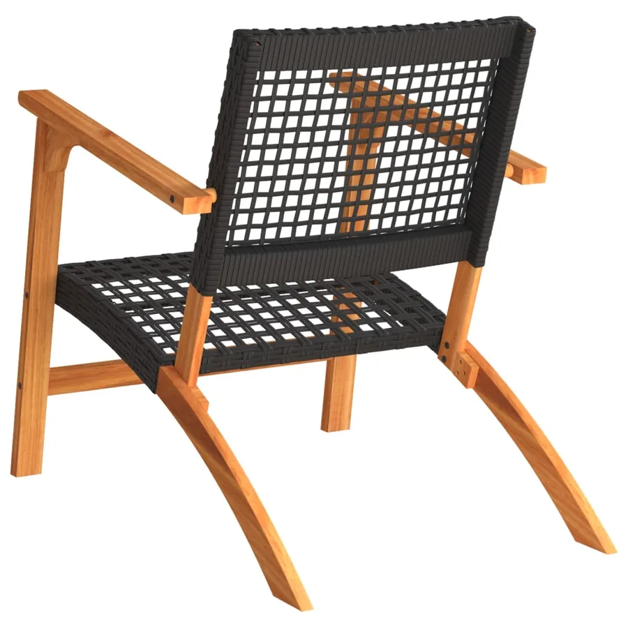 Chaises de jardin lot de 2 noir résine tressée et bois d’acacia - 7