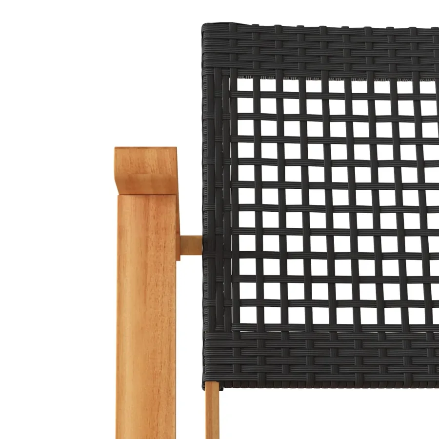Chaises de jardin lot de 2 noir résine tressée et bois d’acacia - 8