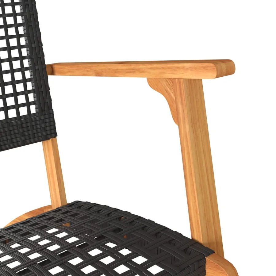 Chaises de jardin lot de 2 noir résine tressée et bois d’acacia - 9