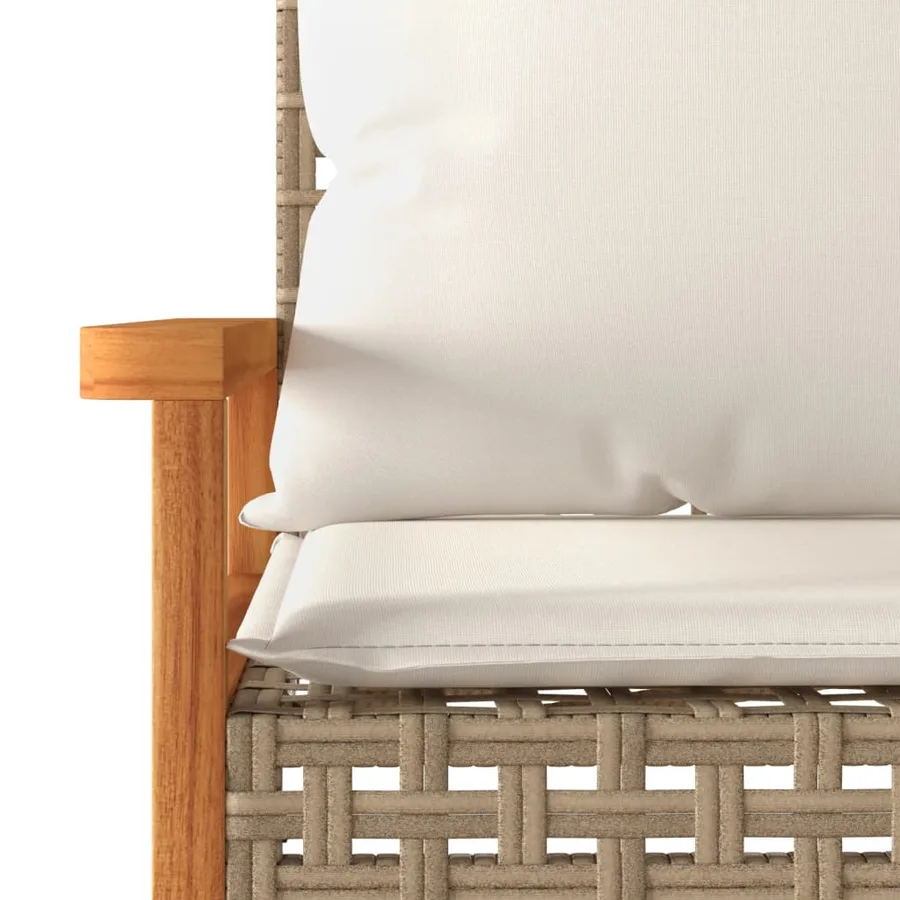 Banc de jardin avec coussin mélange beige résine tressée acacia - 8