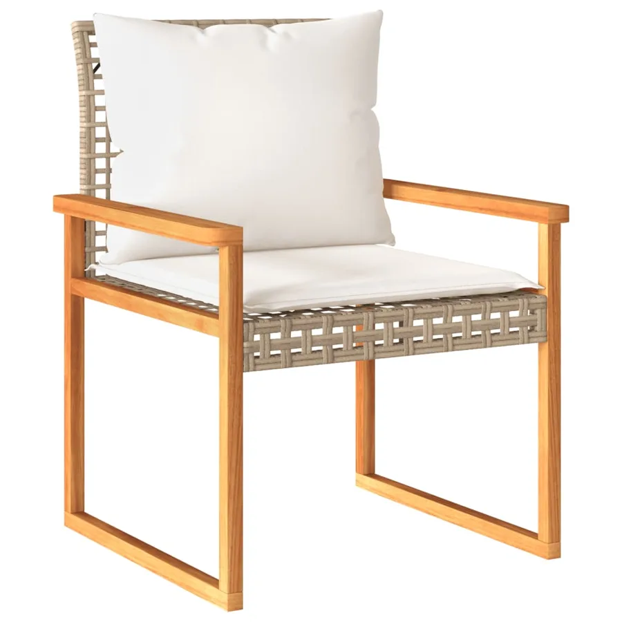 Ensemble de bistro et coussins 3 pcs mélange beige rotin acacia - 4