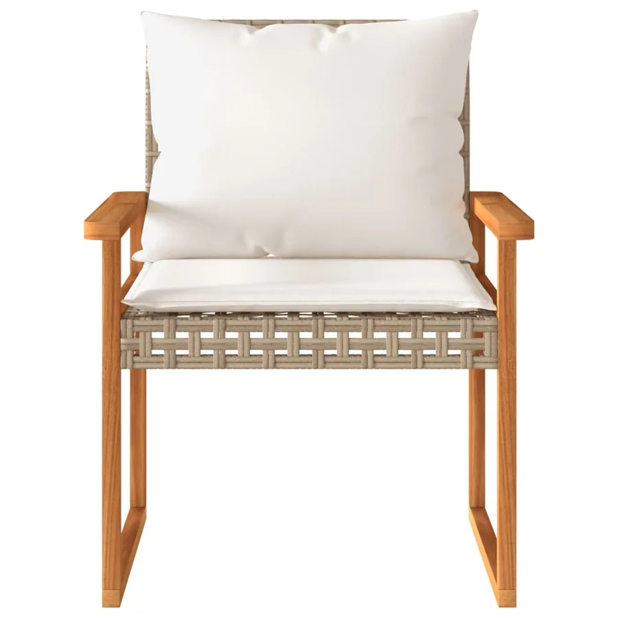 Ensemble de bistro et coussins 3 pcs mélange beige rotin acacia - 5