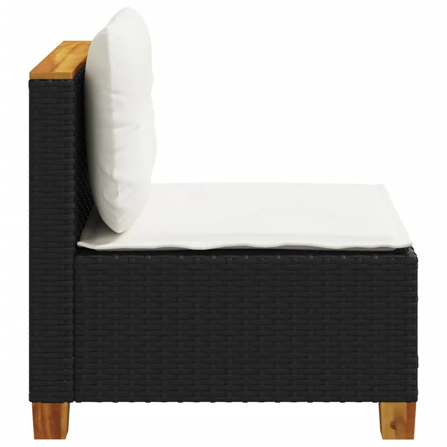Canapé de jardin sans accoudoirs coussins noir résine tressée - 5