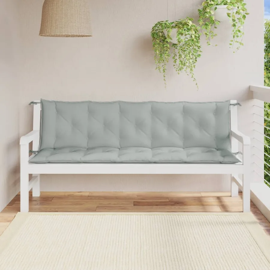 Coussins de banc de jardin lot de 2 gris clair mélangé tissu - 3