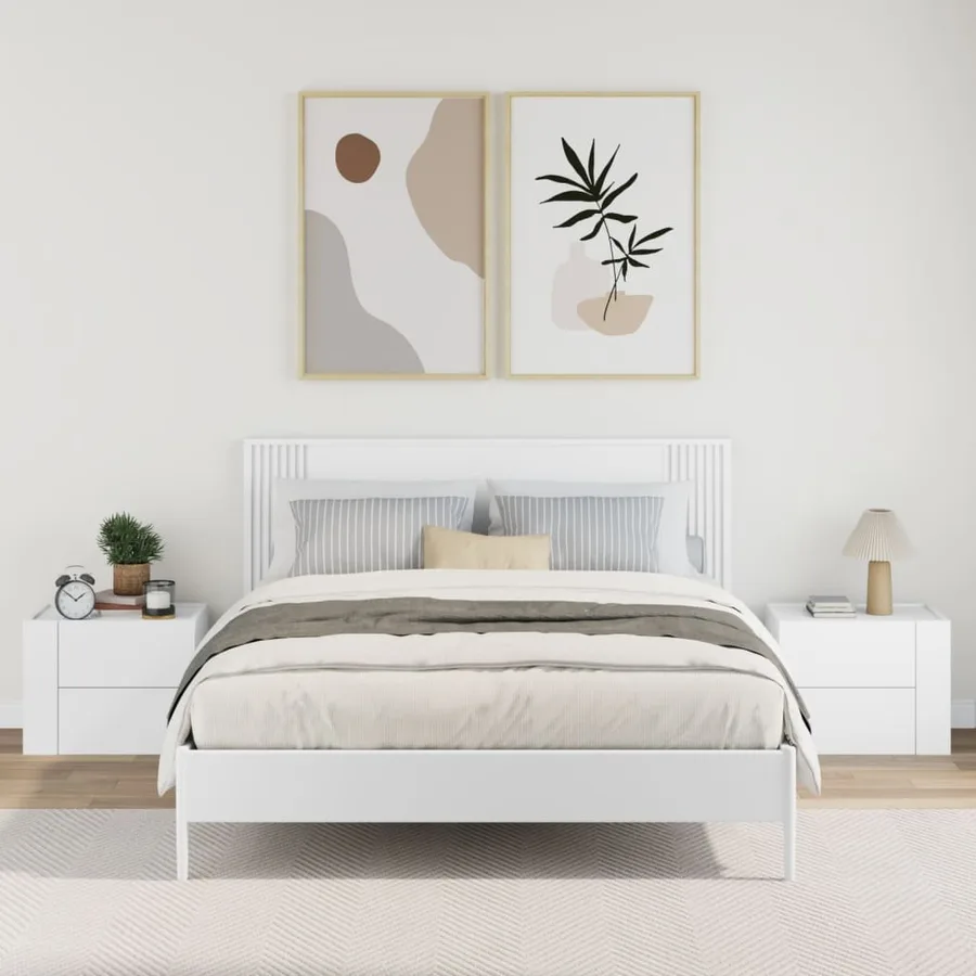 Tables de chevet murales 2 pcs blanc 45x30x35 cm - 3