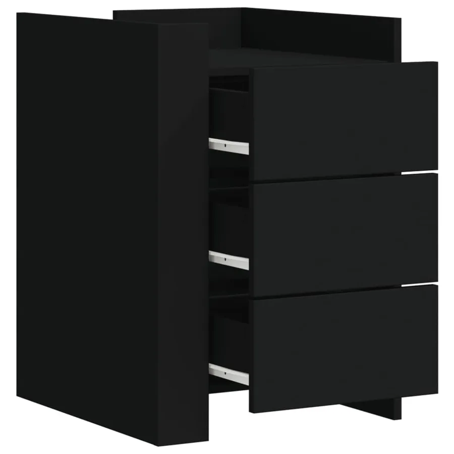 Table de chevet noir 45x50x65 cm bois d’ingénierie - 8