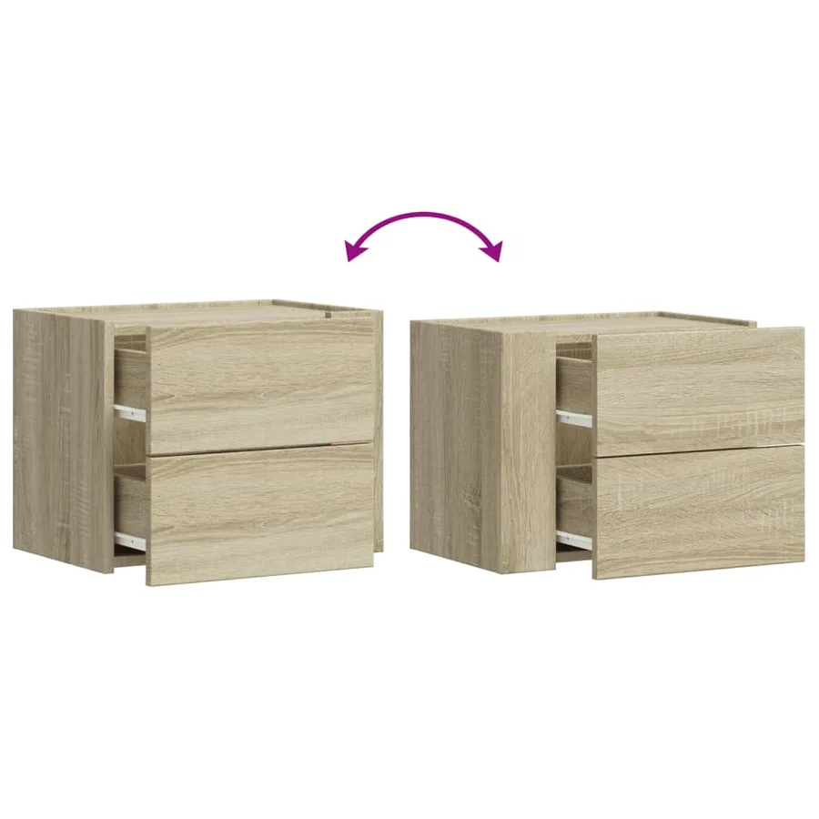 Tables de chevet murales 2 pcs chêne sonoma 45x30x35 cm - 9