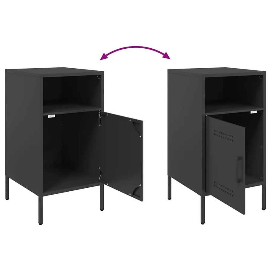 Table de chevet noir 36x39x68 cm acier - 10