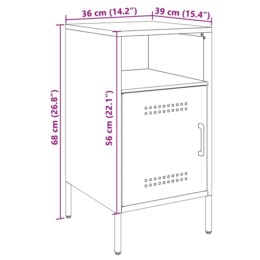 Table de chevet noir 36x39x68 cm acier - 13