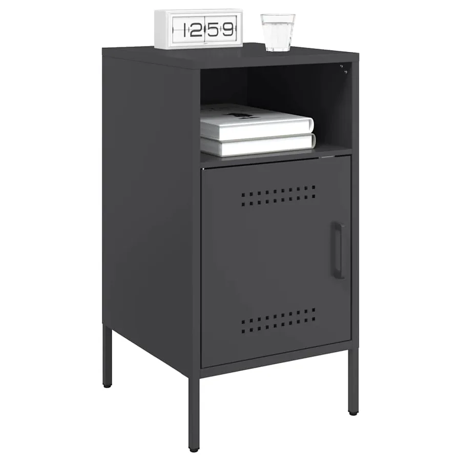 Table de chevet noir 36x39x68 cm acier - 4