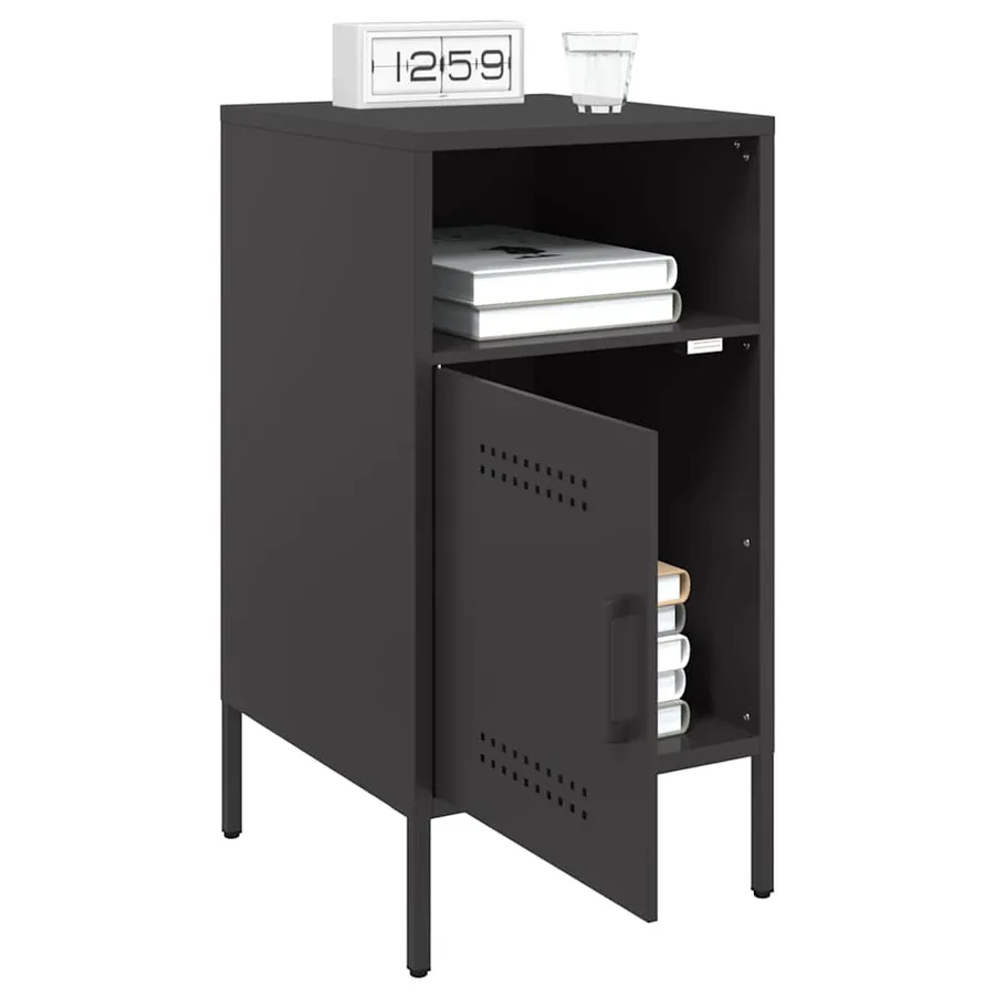 Table de chevet noir 36x39x68 cm acier - 5
