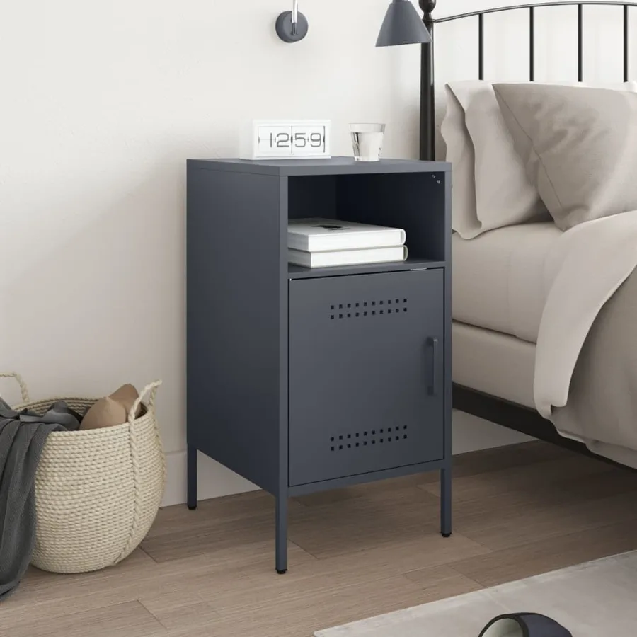 Table de chevet anthracite 36x39x68 cm acier - 3