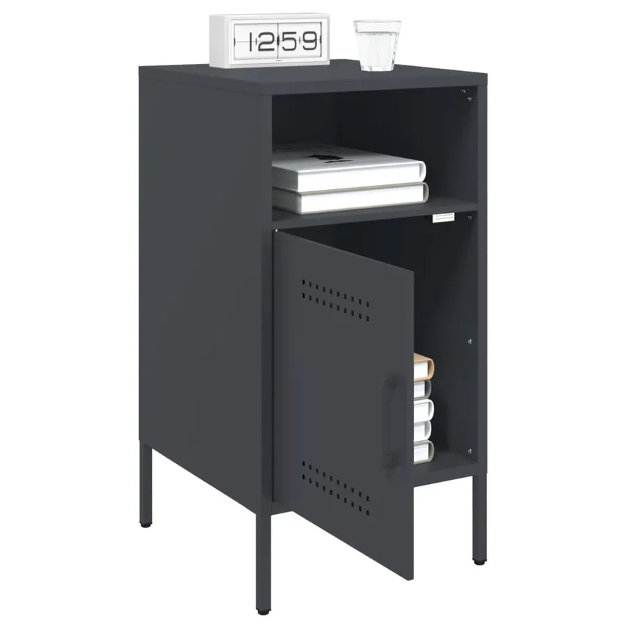 Table de chevet anthracite 36x39x68 cm acier - 5