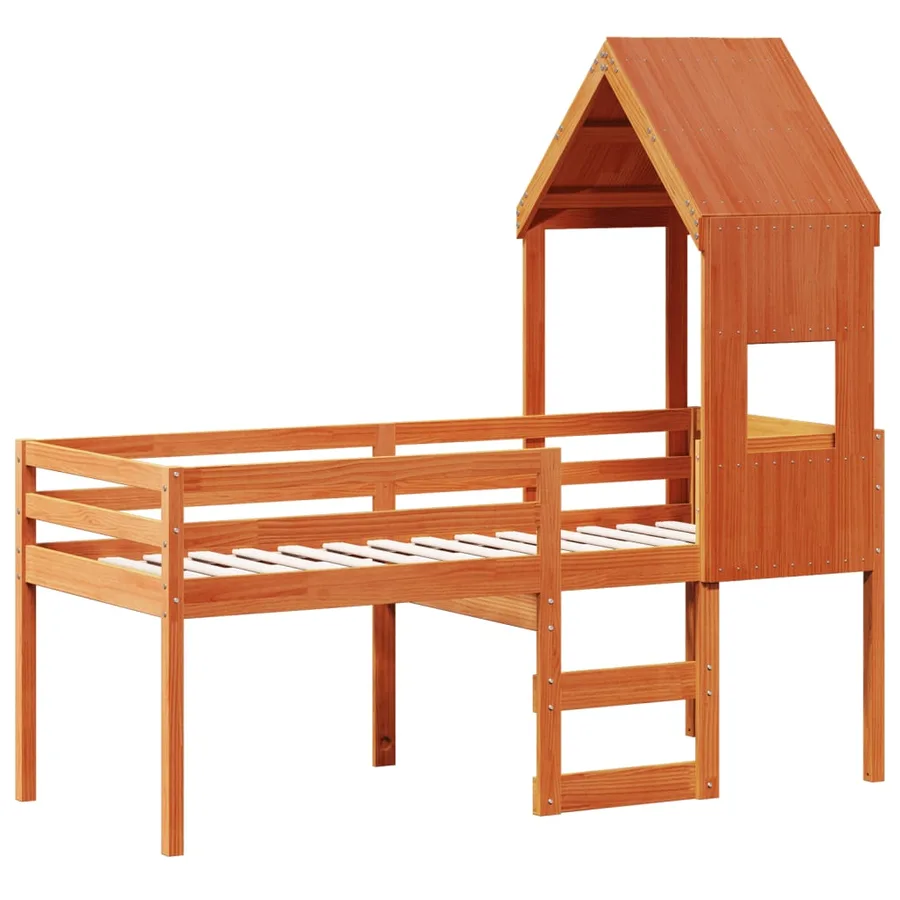 Lit haut sans matelas cire marron 90x190 cm bois de pin massif - 3