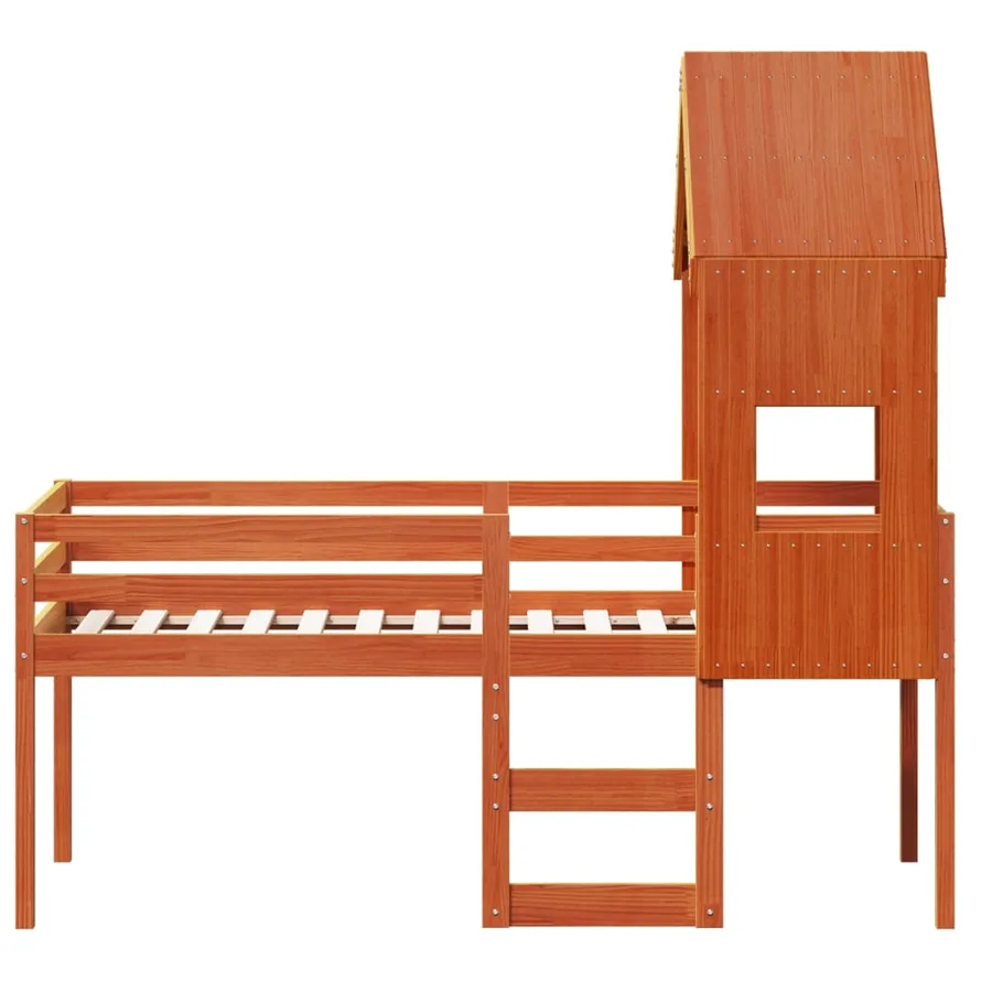 Lit haut sans matelas cire marron 90x190 cm bois de pin massif - 4