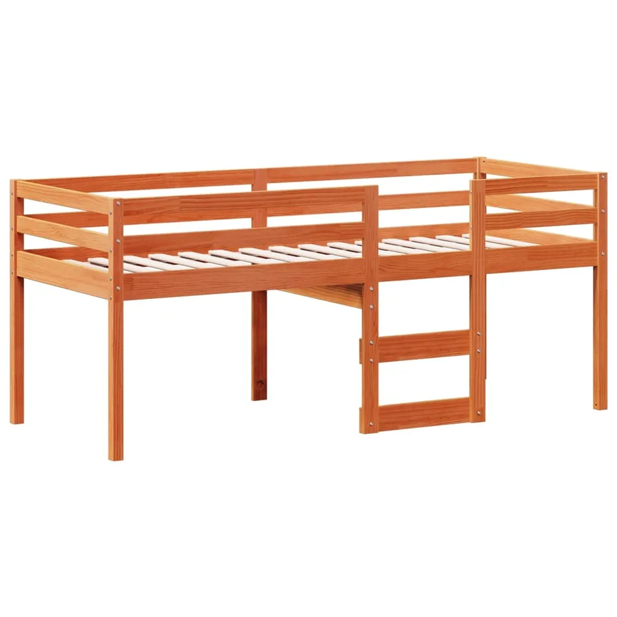 Lit haut sans matelas cire marron 90x190 cm bois de pin massif - 5