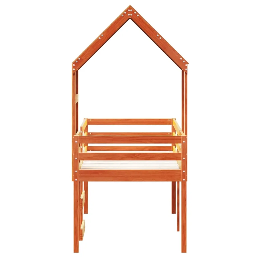 Lit haut sans matelas cire marron 90x190 cm bois de pin massif - 7