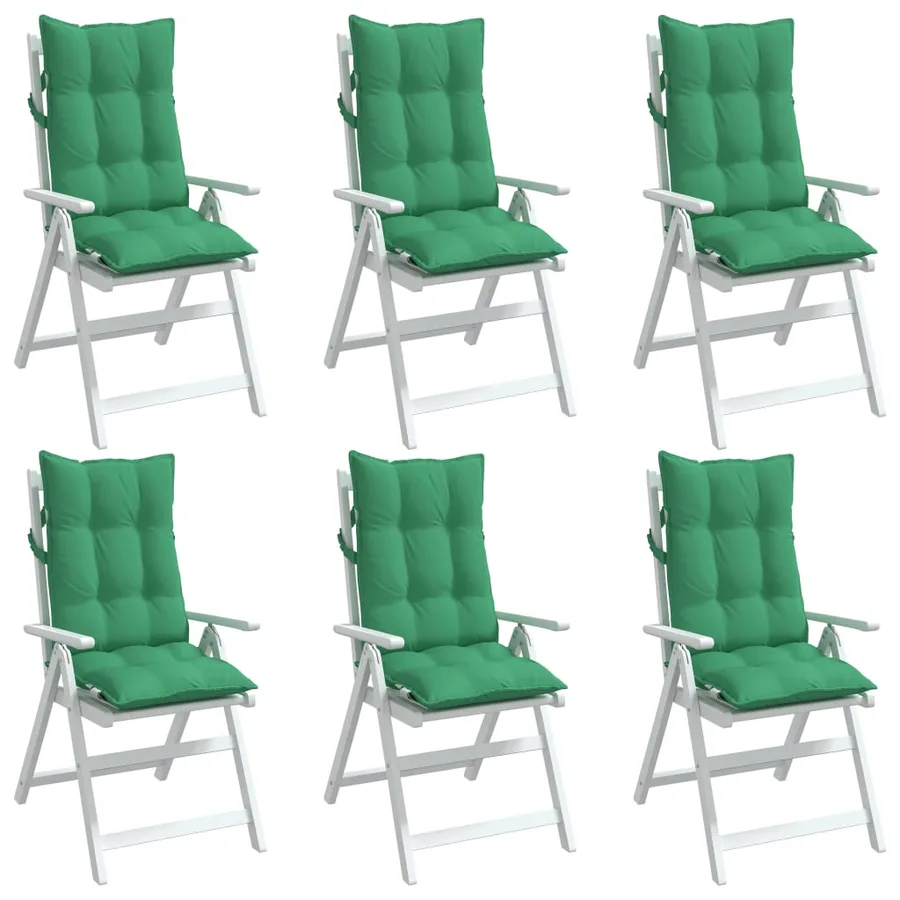 Coussins de chaise à dossier haut lot de 6 vert tissu oxford - 4
